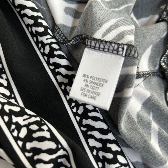 Dana Buchman Signature Black White Zebra Print V-Neck Shift Dress Small Stretch - Picture 4 of 8